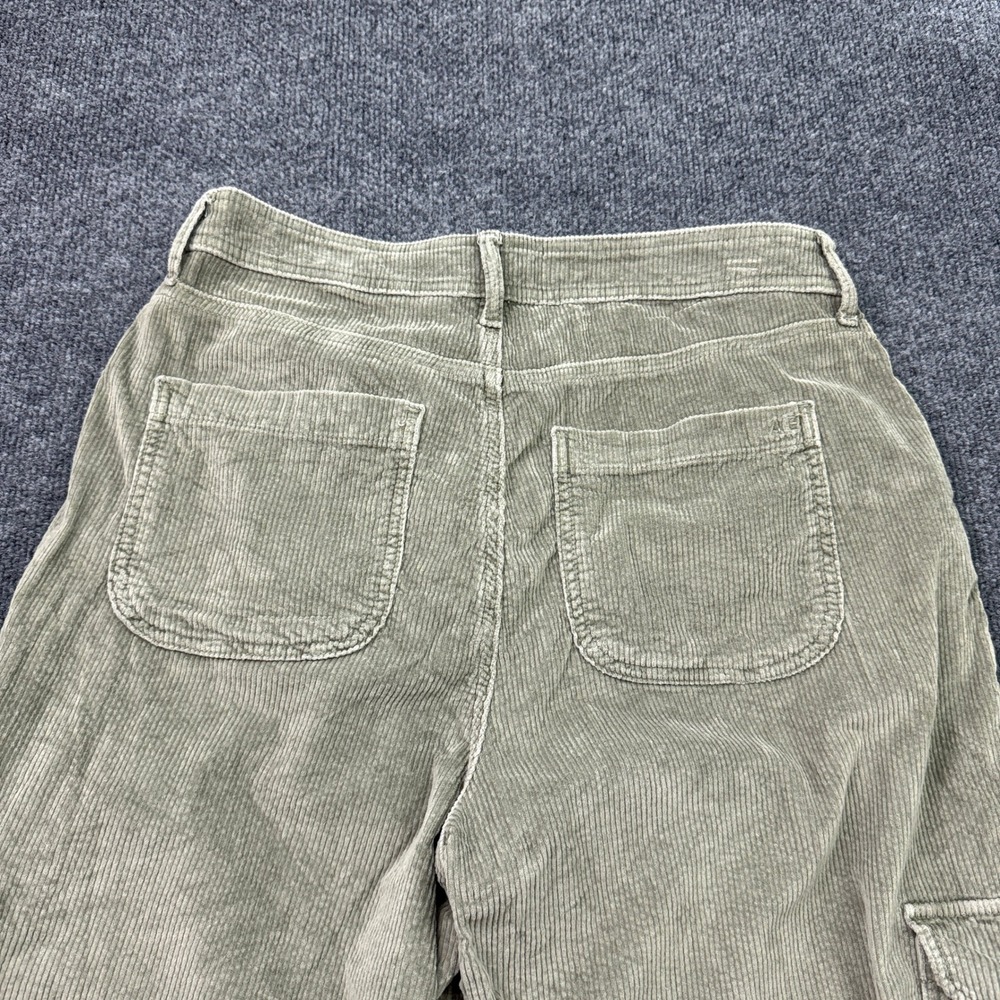 American Eagle Cargo Pants Womens 10 Green Tan Corduroy Wide Leg Skater Baggy - Picture 10 of 16